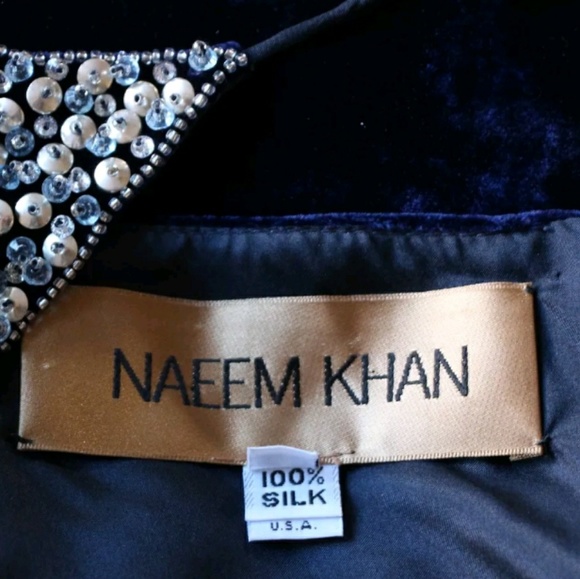 NAEEM KHAN Beaded Halter Long Gown Dress 4 Silk - Picture 3 of 8